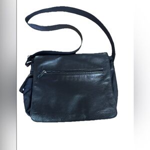 Fossil Black Leather Messenger Bag